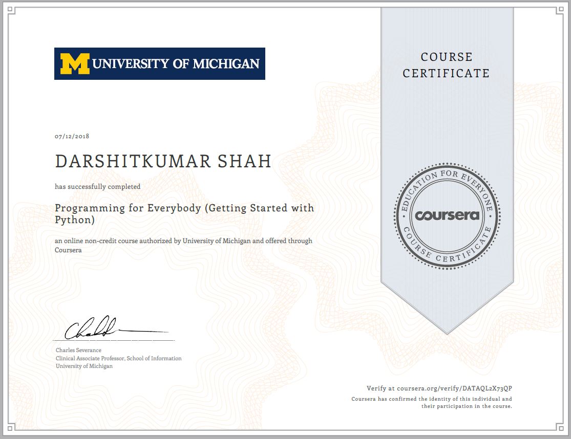 Python For Everybody Certificate